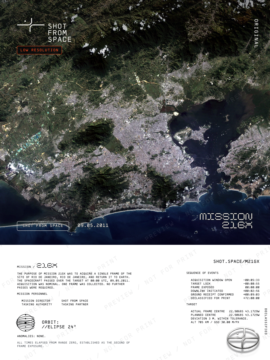 The composed plate for mission 21GX: the capture above, the mission sheet below.