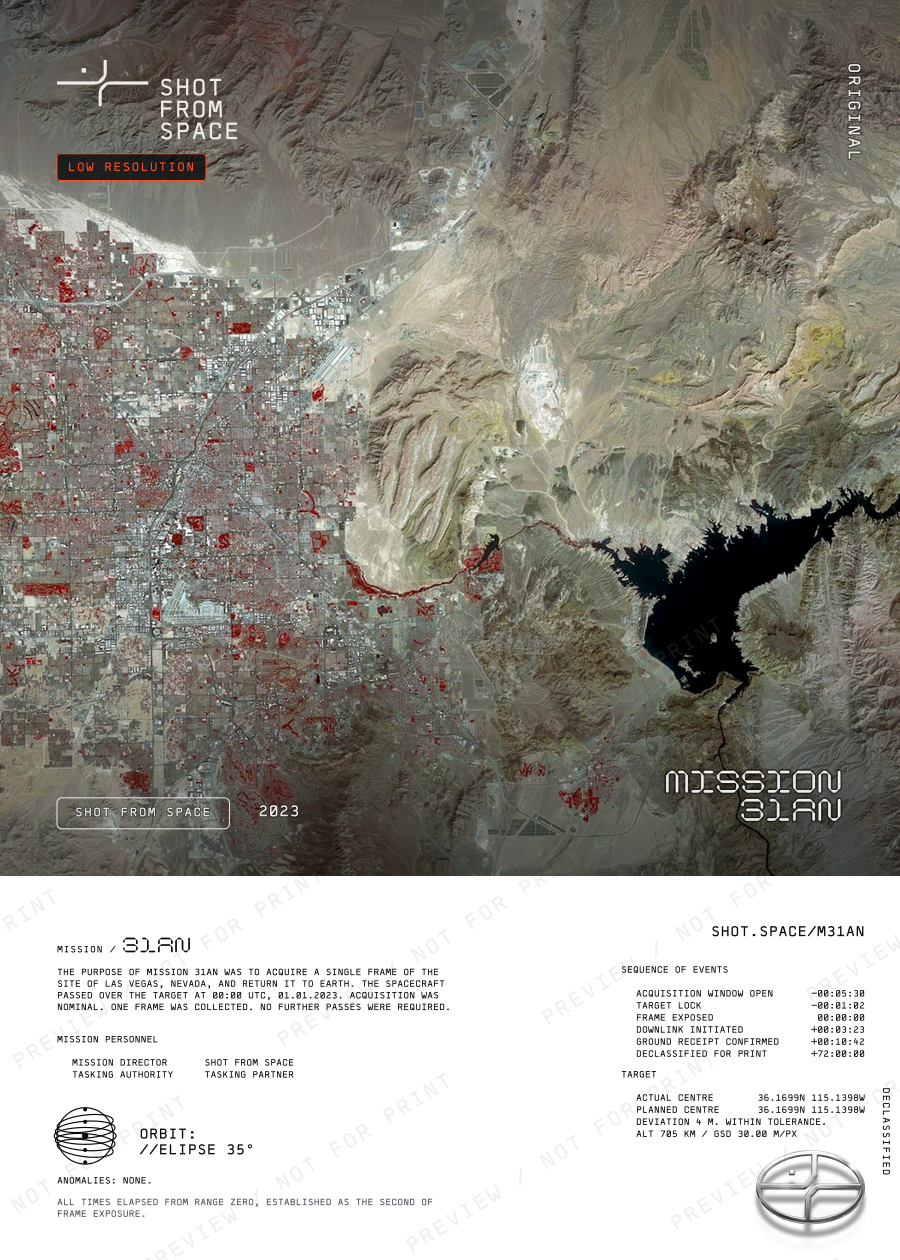 The composed plate for mission 31AN: the capture above, the mission sheet below.
