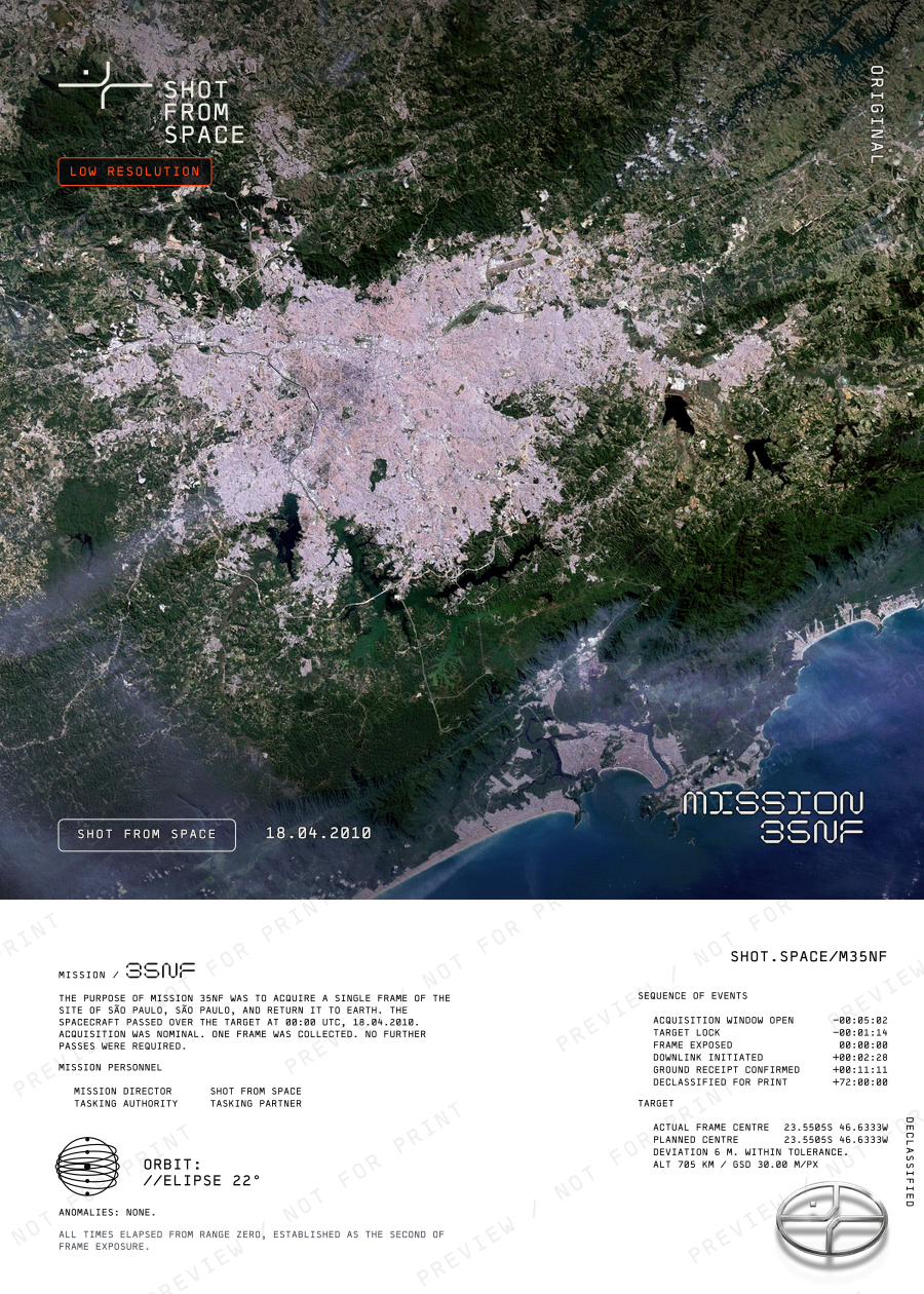 The composed plate for mission 35NF: the capture above, the mission sheet below.