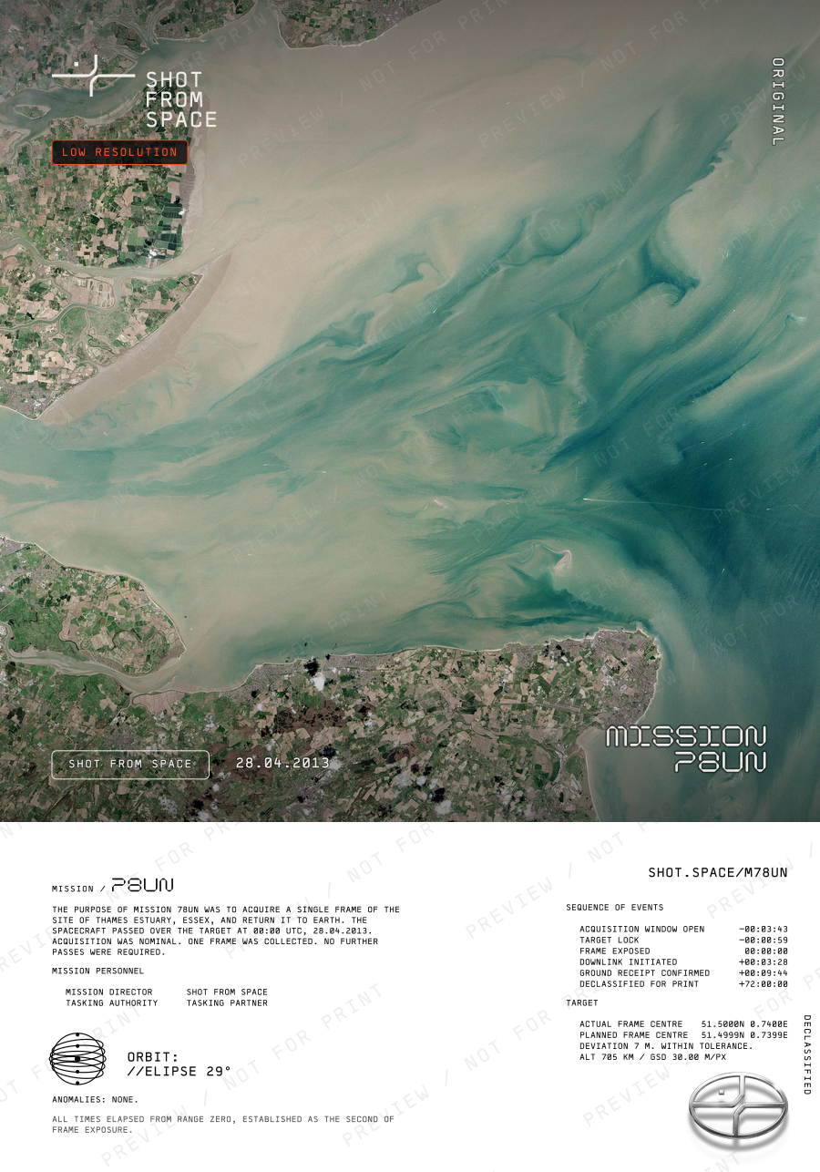 The composed plate for mission 78UN: the capture above, the mission sheet below.