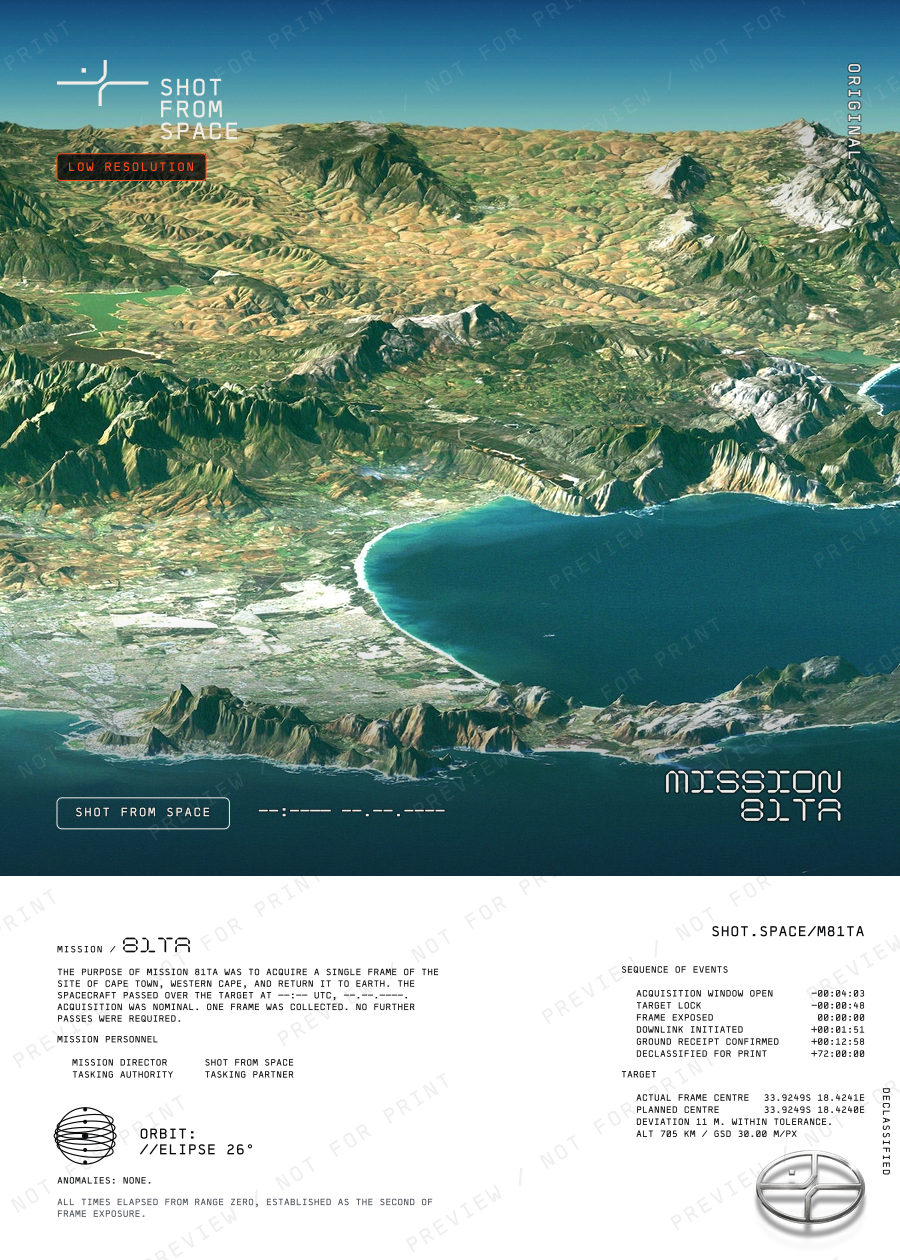 The composed plate for mission 81TA: the capture above, the mission sheet below.