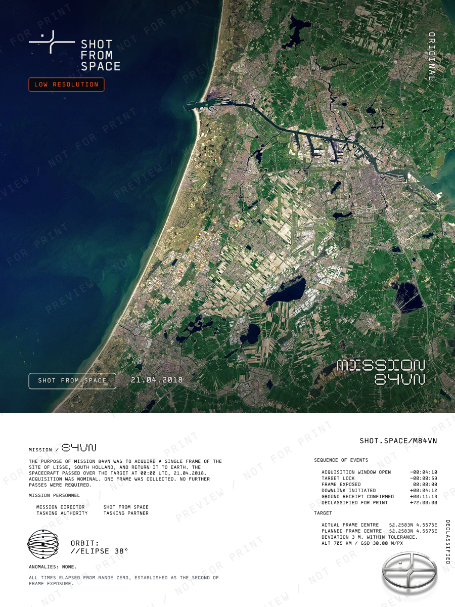 The composed plate for mission 84VN: the capture above, the mission sheet below.